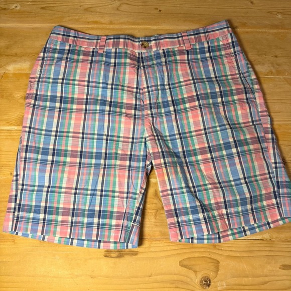 Vineyard Vines Other - Vineyard Vines Mens 36 Plaid Shorts Pink Blue Teal Preppy Summer 9 Inch Inseam
